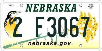 NE license plate 2F3067