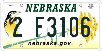 NE license plate 2F3106