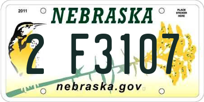 NE license plate 2F3107