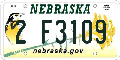 NE license plate 2F3109