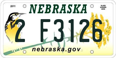 NE license plate 2F3126