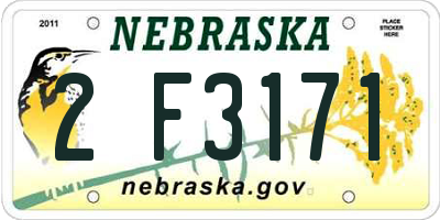 NE license plate 2F3171