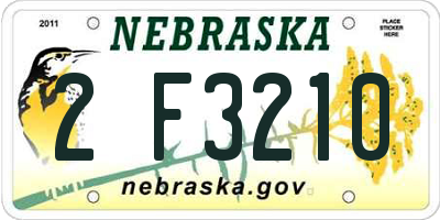 NE license plate 2F3210