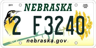 NE license plate 2F3240