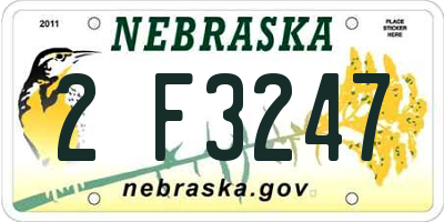 NE license plate 2F3247