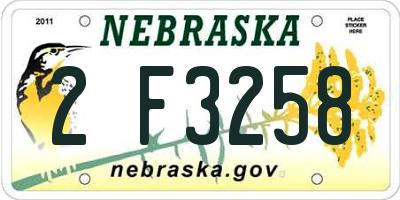 NE license plate 2F3258