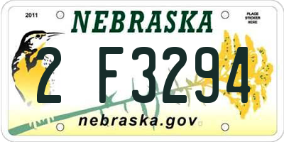 NE license plate 2F3294