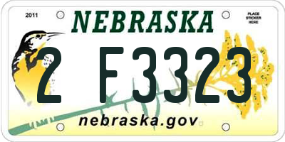 NE license plate 2F3323