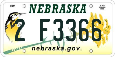 NE license plate 2F3366