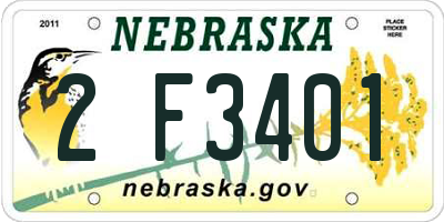 NE license plate 2F3401
