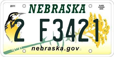 NE license plate 2F3421