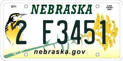 NE license plate 2F3451