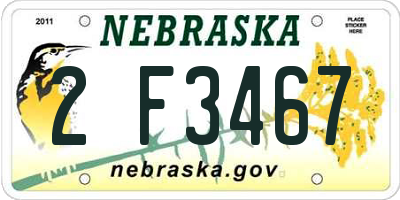 NE license plate 2F3467