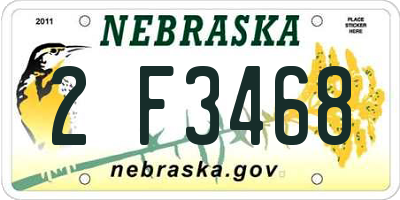 NE license plate 2F3468