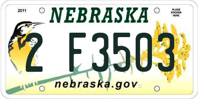NE license plate 2F3503
