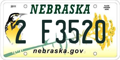NE license plate 2F3520
