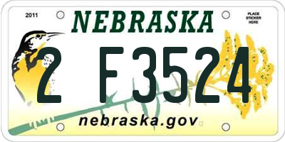 NE license plate 2F3524