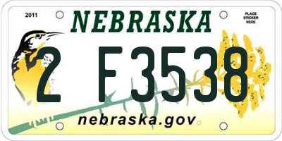 NE license plate 2F3538