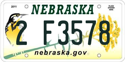 NE license plate 2F3578