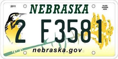 NE license plate 2F3581