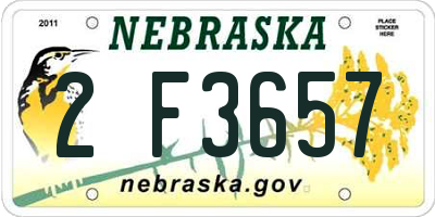 NE license plate 2F3657