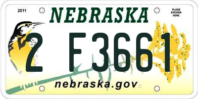 NE license plate 2F3661