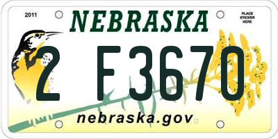 NE license plate 2F3670