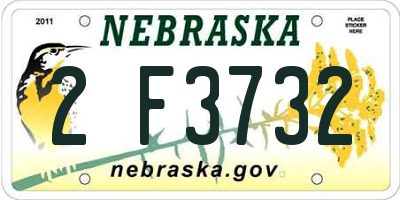 NE license plate 2F3732