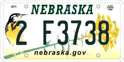 NE license plate 2F3738