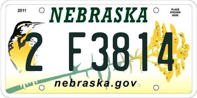 NE license plate 2F3814