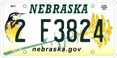 NE license plate 2F3824