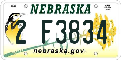 NE license plate 2F3834