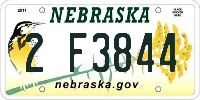 NE license plate 2F3844