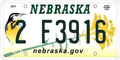 NE license plate 2F3916