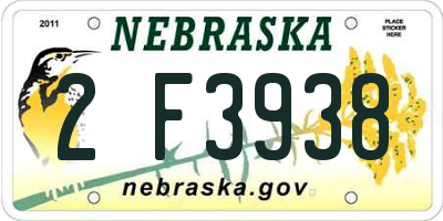 NE license plate 2F3938