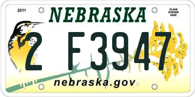 NE license plate 2F3947