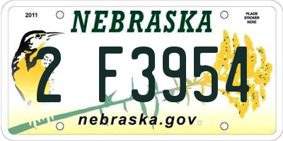 NE license plate 2F3954