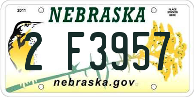 NE license plate 2F3957