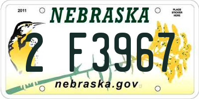 NE license plate 2F3967