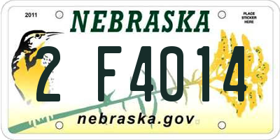 NE license plate 2F4014