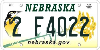 NE license plate 2F4022