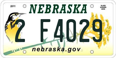NE license plate 2F4029