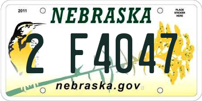 NE license plate 2F4047
