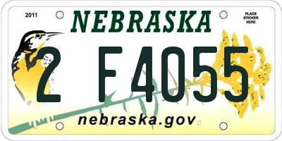NE license plate 2F4055