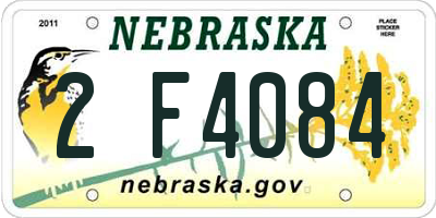 NE license plate 2F4084
