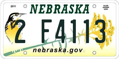 NE license plate 2F4113
