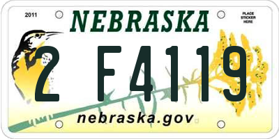 NE license plate 2F4119