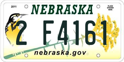 NE license plate 2F4161