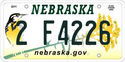 NE license plate 2F4226
