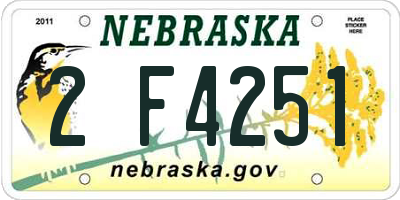NE license plate 2F4251